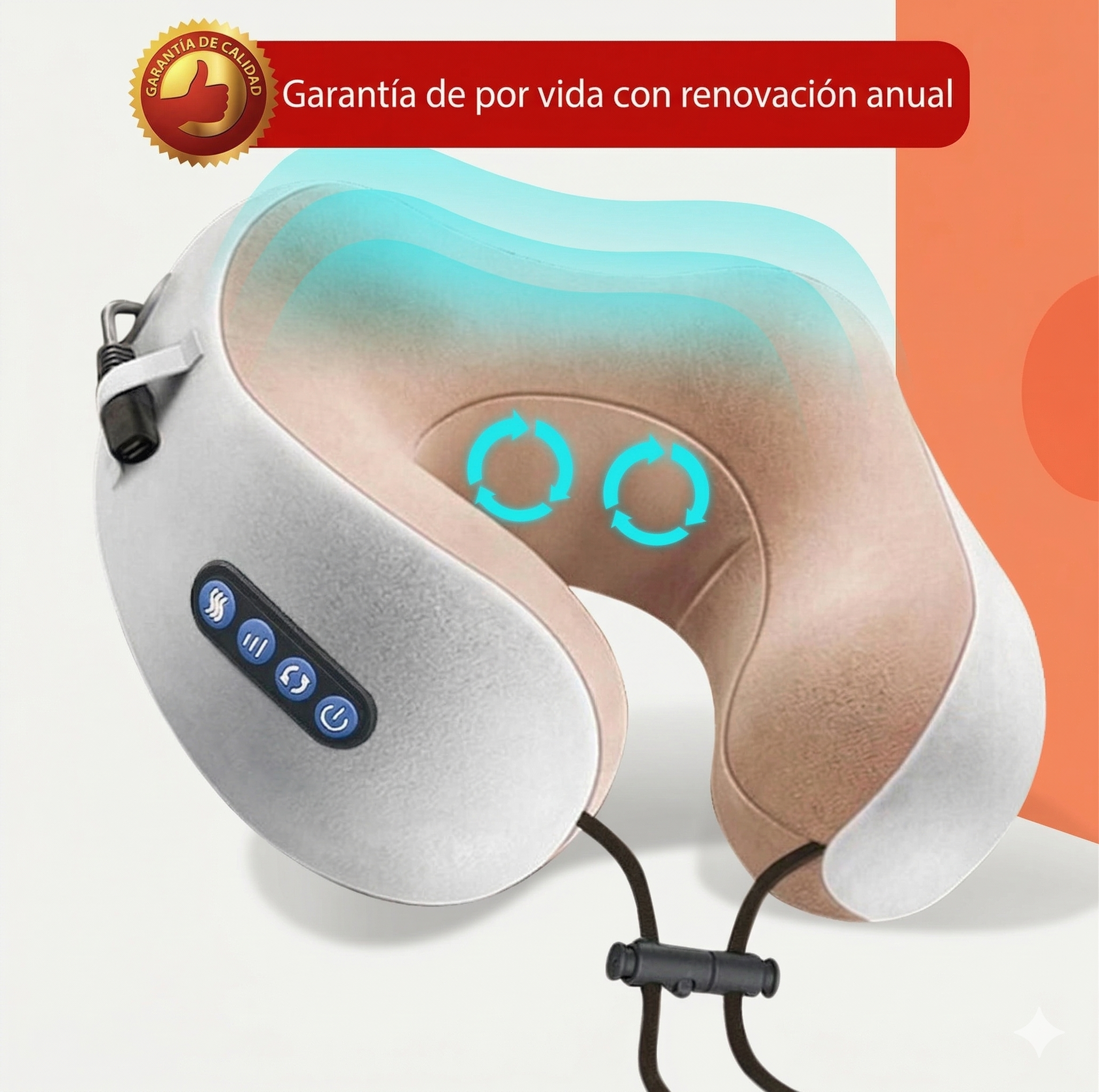 Almohada masajeadora en forma de U para cuello y hombros, con simulación de amasado real, ideal para casa o auto